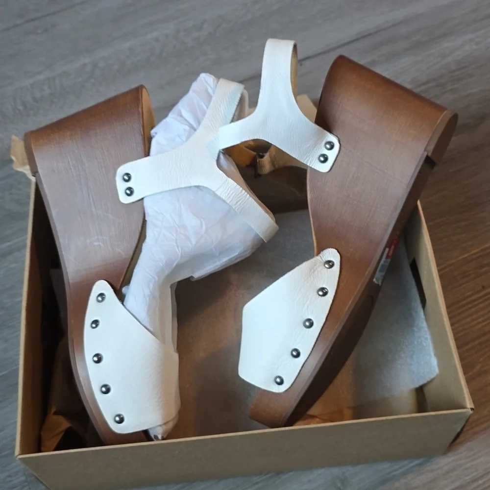 Lucky BRAND Lk-zashti Wedge Women's Sz 10m Angora Vegetable Tumbled Leather - Picture 4 of 8